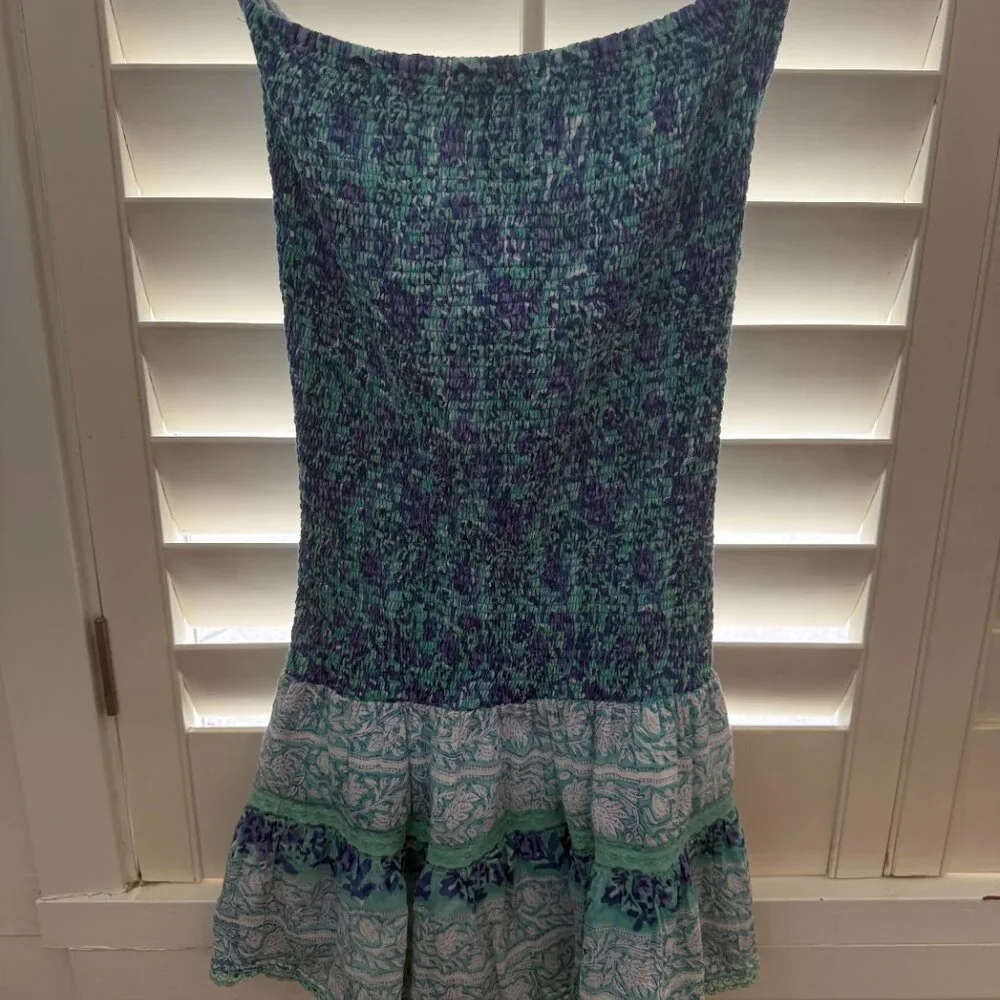 Alicia Bell strapless mini dress in blue tones, size S - Picture 5 of 7